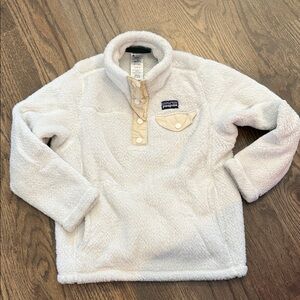 Girls Patagonia retool Cream Fleece t-snap Pullover XS (5-6)
